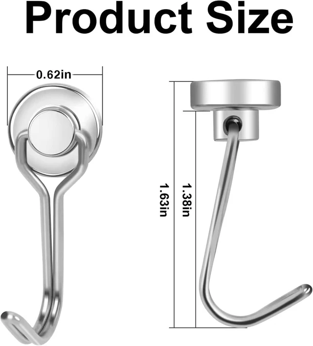 Alt view image 2 of 6 - Swivel Swing Magnetic Hook, 30LB 20PCS Refrigerator Magnet Hooks Heavy Duty Strong Magnets Refrigerator Fridge Hanging for Classroom Beach Vacation Kitchen Grills Home