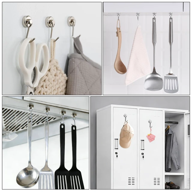 Alt view image 5 of 6 - Swivel Swing Magnetic Hook, 30LB 20PCS Refrigerator Magnet Hooks Heavy Duty Strong Magnets Refrigerator Fridge Hanging for Classroom Beach Vacation Kitchen Grills Home