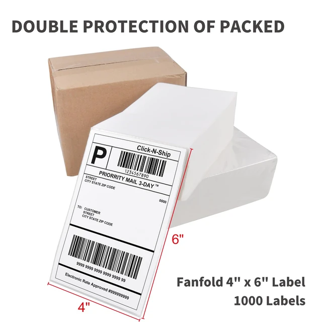 Alt view image 4 of 7 - L Liked 1000 4x6 Thermal Shipping Labels, Perforated, Commercial Grade 4x6 Shipping Labels, BPA Free, Blue Back, Strong Adhesive, Compatible with Zebra & Rollo Printer