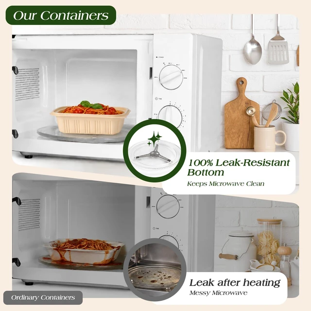Alt view image 5 of 7 - 50 Pack (100 Piece) Food Containers with Lids, 22oz Meal Prep Containers Reusable Plant-based Cornstarch Lunch Box BPA Free Small Disposable Take Out Togo Boxes for Salad Microwave & Freezer Safe