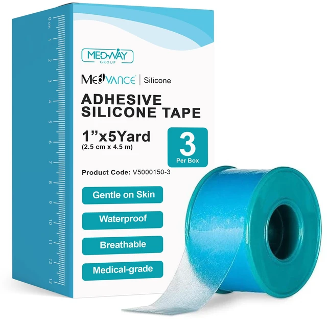Main image of Silicone Adhesive Medical Tape, Scar Sheet,1" x5' (3 Pack) Medical Grade & Waterproof - Mouth Tape For Sleeping - Eyelash, Cpap Tape & Wound Care Use - Gentle On Skin - Breathable