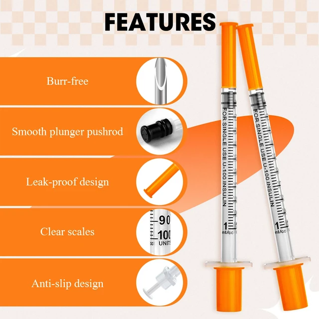 Alt view image 3 of 7 - 1ml Syringe with Cap, 30G 13/25" 1cc Syringes, Pack of 100 Disposable Individual Package