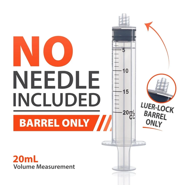 Alt view image 5 of 6 - Luer-Lock Syringe Barrel, 20ML Syringe, Pack of 48