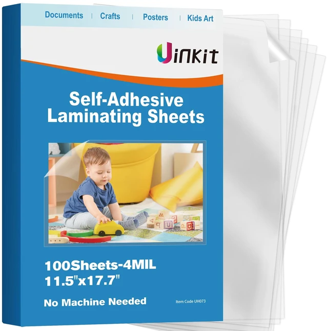 Main image of 4Mil Self-Adhesive Laminating Sheets 11.5x17.5 Inches 10 Pack for 11x17 Posters, Wedding Signs, Menus & Charts, Heat-Free, No Machine Needed, The Display Series