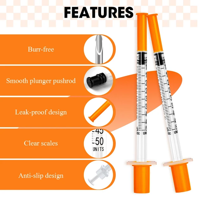 Alt view image 3 of 7 - 0.5ml Syringe with Cap, 31G 1/3" 1/2cc Syringes, Pack of 100 Disposable Individual Package