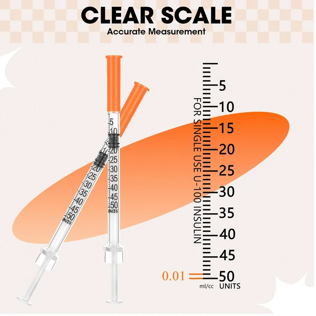 Alt view image 5 of 7 - 0.5ml Syringe with Cap, 31G 1/3" 1/2cc Syringes, Pack of 100 Disposable Individual Package