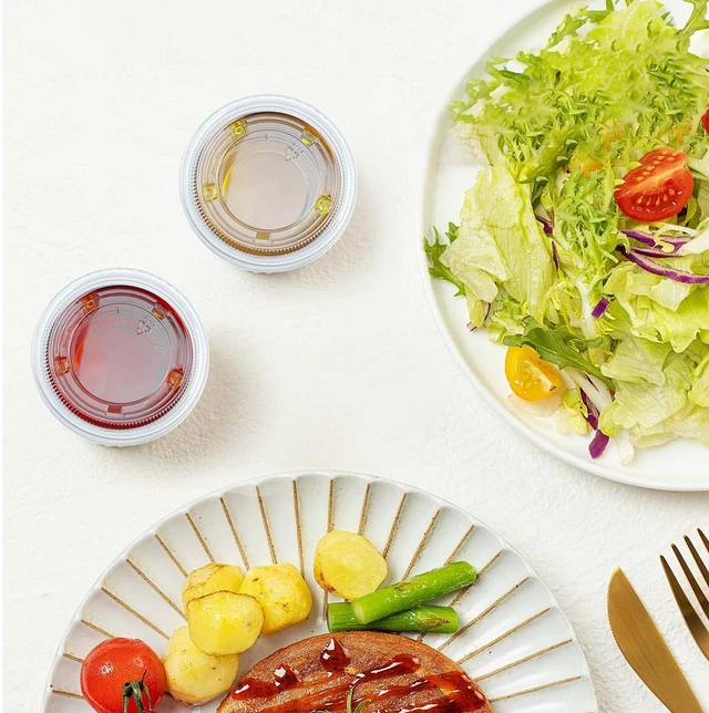 Alt view image 6 of 7 - 360 Set 3.25 oz Jello Shot Cups with Lids Sturdy & Food Safe Disposable Plastic Portion Condiment Dipping Sauce Cups, Small Containers for Salad Dressing
