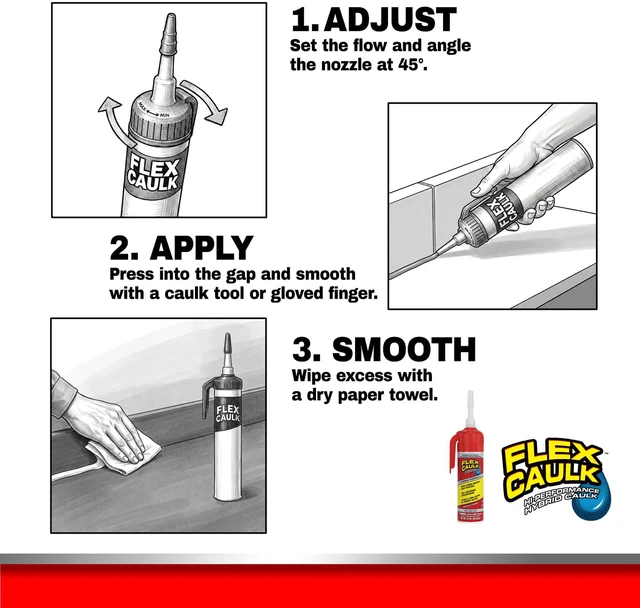 Alt view image 6 of 7 - Caulk Hybrid Polymer Waterproof Sealant, Clear, 3 oz, 1-Pack No caulk gun needed, trigger flow nozzle, paintable, won't shrink or crack, seals wet or dry, bath, kitchen, sink, window, RV