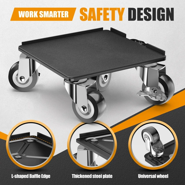 Alt view image 4 of 6 - Furniture Dolly, 2000LBS Furniture Movers with Wheels 5-Wheel Carbon Steel Dolly with Lifter, 360°Swivel Locking Casters for Sofa, Refrigerator, Washer & Cabinet,6.4in Black