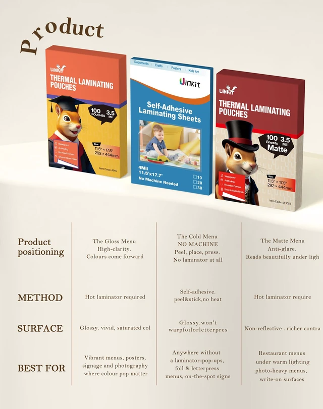 Alt view image 7 of 7 - 4Mil Self-Adhesive Laminating Sheets 11.5x17.5 Inches 10 Pack for 11x17 Posters, Wedding Signs, Menus & Charts, Heat-Free, No Machine Needed, The Display Series