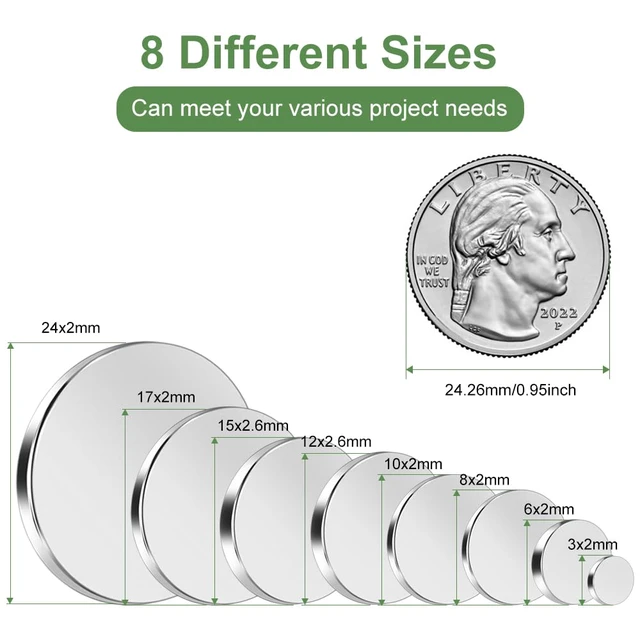 Alt view image 2 of 7 - Small Strong Magnets, 269Pcs Mini Round Refrigerator Magnets for 3D Printings, Office, Hobbies, Crafts and Science
