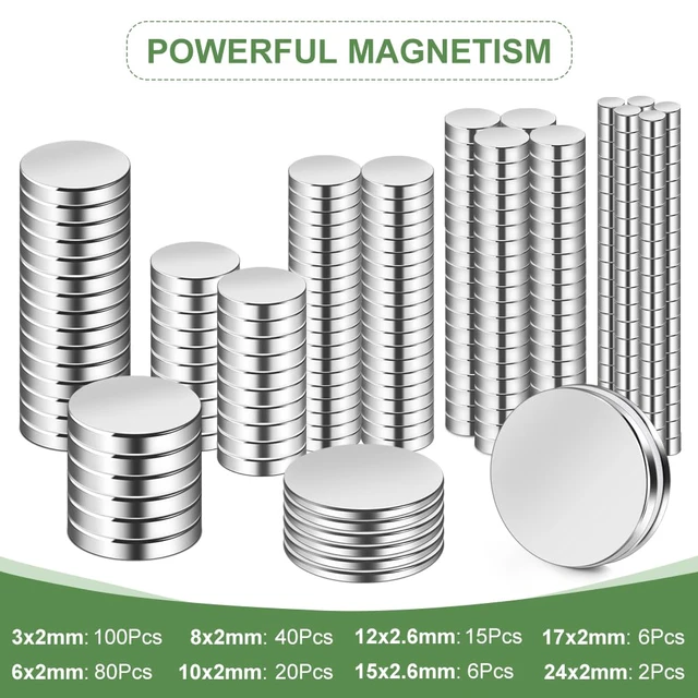 Alt view image 3 of 7 - Small Strong Magnets, 269Pcs Mini Round Refrigerator Magnets for 3D Printings, Office, Hobbies, Crafts and Science