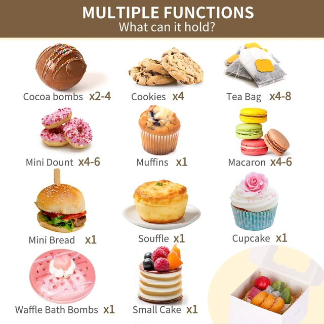 Alt view image 4 of 7 - 200pcs Small Cookie Boxes with Window,4x4x2.5In Brown Bakery Boxes Food-grade Treat Boxes, Dessert Boxes for Small Cookies, Treats, Desserts, Chocolate Covered Strawberries, Mini Cake