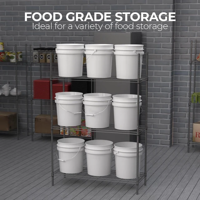 Alt view image 3 of 7 - 3.5-Gallon White Bucket Pail Container with Lid | Food Grade | Heavy-Duty Approx 90 MIL Extra Durable | Metal Handles with Plastic Grip | Multi-Use | Easy Stack and Store | BPA Free - 3 Pack