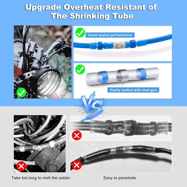 Alt view image 3 of 7 - 600PCS Solder Seal Wire Connector Kit, Solder Seal Butt Terminal Waterproof Insulated Electrical Wire Splice for Automotive Marine Boat