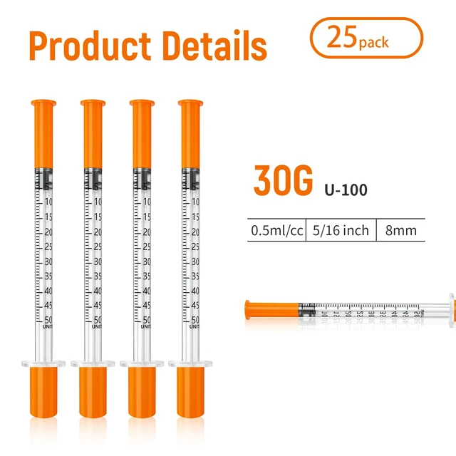 Alt view image 5 of 7 - 0.5ml 30G 1ml/cc 5/16" (8mm) Pack of 25