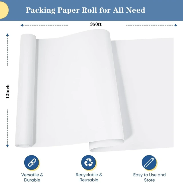 Alt view image 2 of 5 - 12W x 350'L Packing Paper Roll for Moving Protecting Fragile China and Glasses, Small Wrapping Newsprint Paper Roll for Shipping and Moving Box Filler