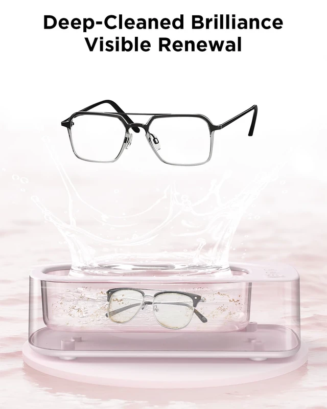 Alt view image 3 of 7 - Ultrasonic Jewelry Cleaner Machine: 48kHz 5Min Shine,7Min DeepClean 350ML Ultra Sonic Cleaner for Jewelry,Ring,Eyeglass,Watch Band,Retainer,2 Clean Modes & SUS304 Tank -Gift for Her(Dusty Pink)