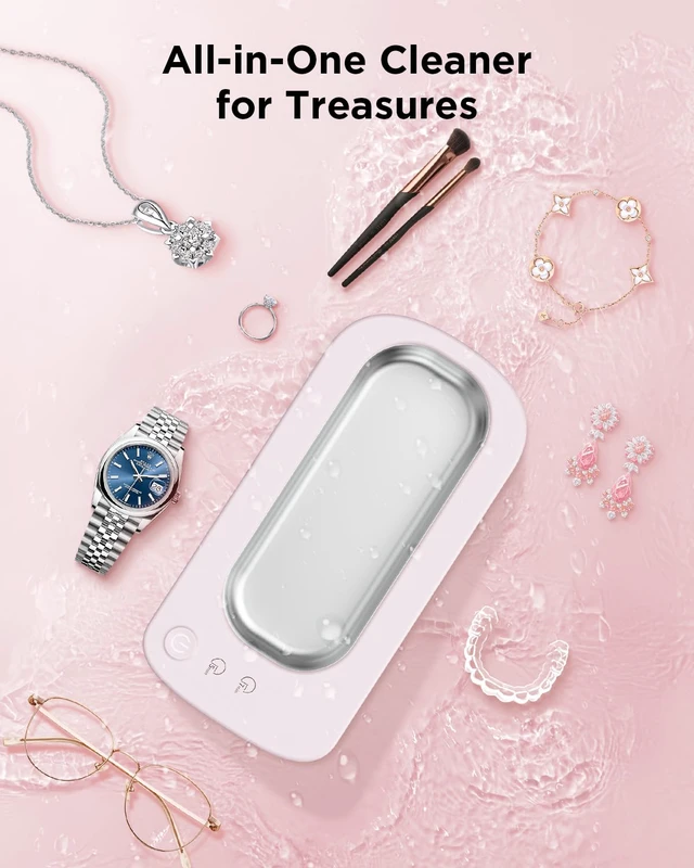 Alt view image 6 of 7 - Ultrasonic Jewelry Cleaner Machine: 48kHz 5Min Shine,7Min DeepClean 350ML Ultra Sonic Cleaner for Jewelry,Ring,Eyeglass,Watch Band,Retainer,2 Clean Modes & SUS304 Tank -Gift for Her(Dusty Pink)