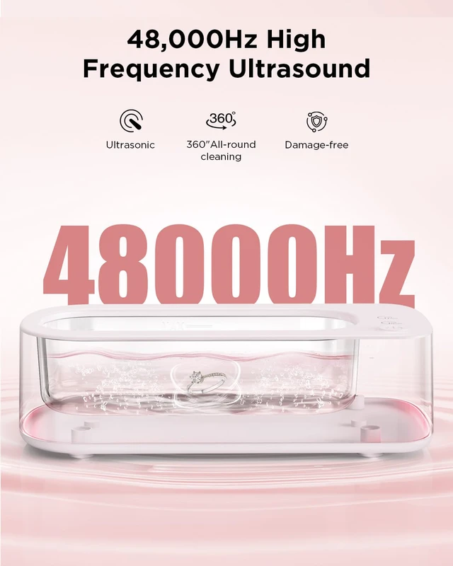 Alt view image 5 of 7 - Ultrasonic Jewelry Cleaner Machine: 48kHz 5Min Shine,7Min DeepClean 350ML Ultra Sonic Cleaner for Jewelry,Ring,Eyeglass,Watch Band,Retainer,2 Clean Modes & SUS304 Tank -Gift for Her(Dusty Pink)