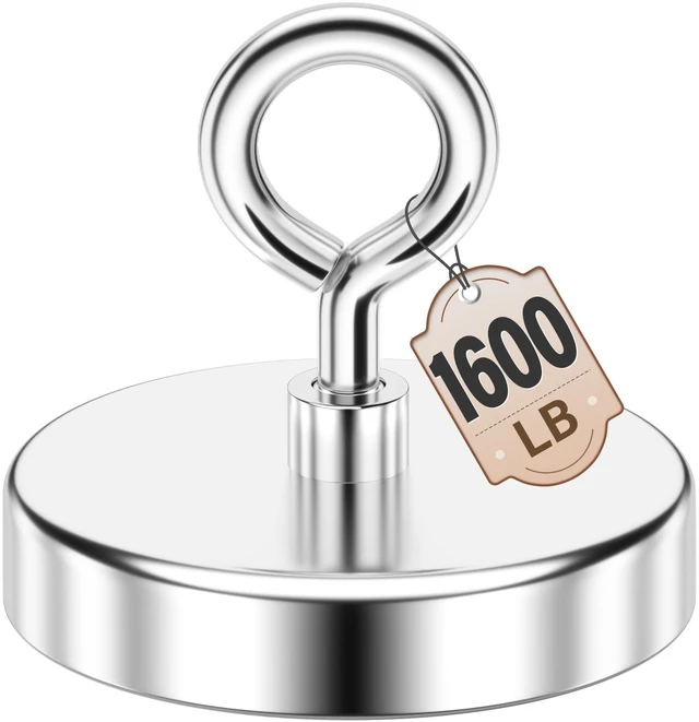 Main image of 1600 LBS Heavy Duty Fishing Magnet, 4.72 Inch Neodymium Magnet Large Heavy Duty Magnet, High Power Metal Retrieval, Lifting Eye Bolt Design, Outdoor Magnet Fishing, Workshop Cleanup