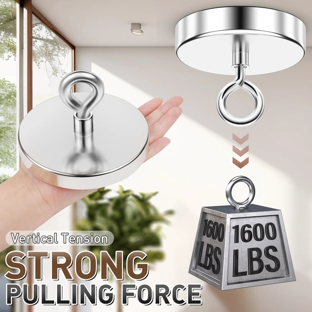 Alt view image 3 of 7 - 1600 LBS Heavy Duty Fishing Magnet, 4.72 Inch Neodymium Magnet Large Heavy Duty Magnet, High Power Metal Retrieval, Lifting Eye Bolt Design, Outdoor Magnet Fishing, Workshop Cleanup