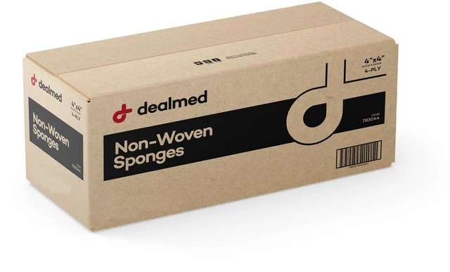 Main image of Non Woven Gauze Sponges - 4x4 4-Ply Non-Sterile, 2000 Count Polyester Viscose Blend, Latex Free, 200 Ct Sleeves, 10 Packs Per Case, Low Lint Design, Dental And First Aid Use