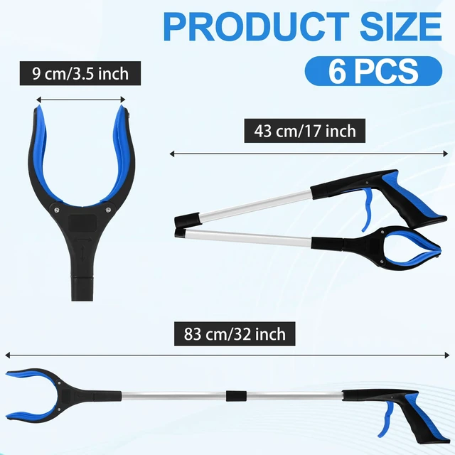 Alt view image 2 of 7 - 6-Piece Heavy-Duty Trash Collection Tool - 32-Inch Lightweight Telescopic Grabber Ergonomic Handle, Non-Slip Grip | Multi-Purpose Mobility Aid for Seniors