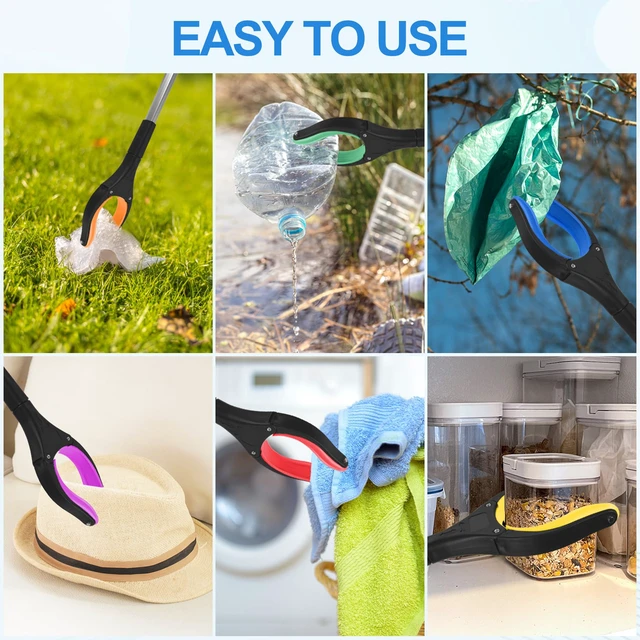 Alt view image 7 of 7 - 6-Piece Heavy-Duty Trash Collection Tool - 32-Inch Lightweight Telescopic Grabber Ergonomic Handle, Non-Slip Grip | Multi-Purpose Mobility Aid for Seniors