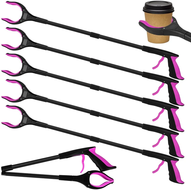 Main image of 6 Pack 32 Inch Commercial Trash Grabber for Elderly Assist, Heavy Duty Lightweight Reacher with Ergonomic Handle & Non-Slip Grip, Multi-Use Outdoor Home Garden Cleanup Mobility Aid Tool