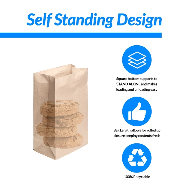 Alt view image 2 of 5 - Brown Paper Bags | 500 Count Paper Lunch Bags Ideal for Small Lunches and Crafts, Perfect for Sandwiches and Snacks