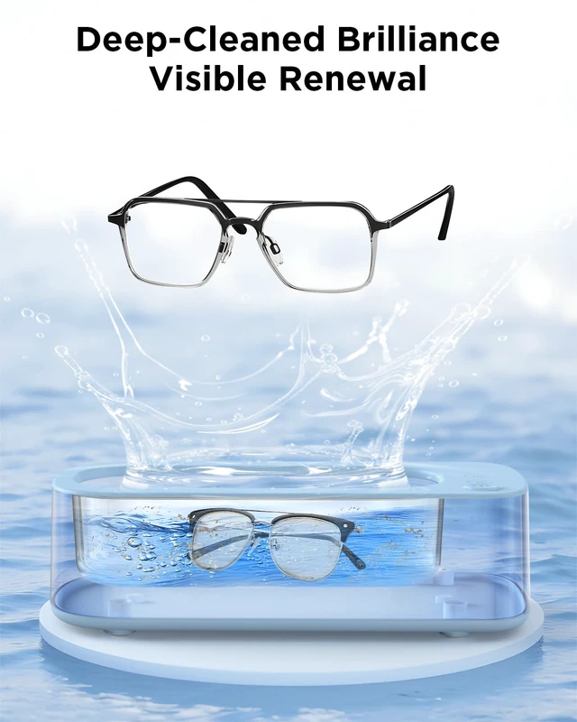 Alt view image 3 of 7 - Ultrasonic Jewelry Cleaner Machine: 48kHz 5Min Shine,7Min DeepClean 350ML Ultra Sonic Cleaner for Jewelry,Ring,Eyeglass,Watch Band,Retainer,2 Clean Modes & SUS304 Tank -Gift for Her(Light Blue)