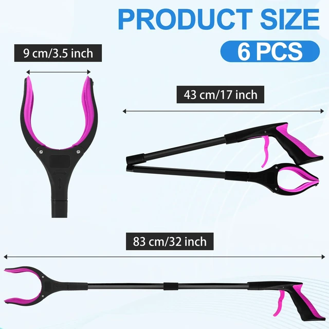 Alt view image 2 of 7 - 6 Pack 32 Inch Commercial Trash Grabber for Elderly Assist, Heavy Duty Lightweight Reacher with Ergonomic Handle & Non-Slip Grip, Multi-Use Outdoor Home Garden Cleanup Mobility Aid Tool