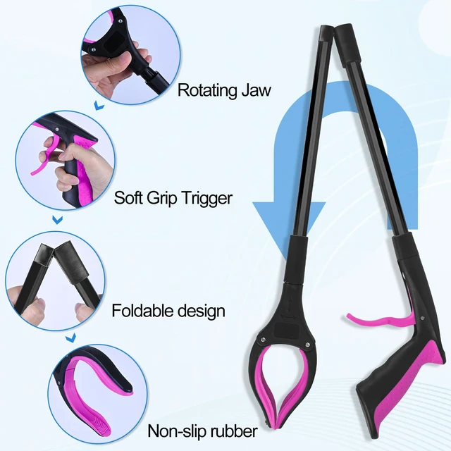 Alt view image 3 of 7 - 6 Pack 32 Inch Commercial Trash Grabber for Elderly Assist, Heavy Duty Lightweight Reacher with Ergonomic Handle & Non-Slip Grip, Multi-Use Outdoor Home Garden Cleanup Mobility Aid Tool