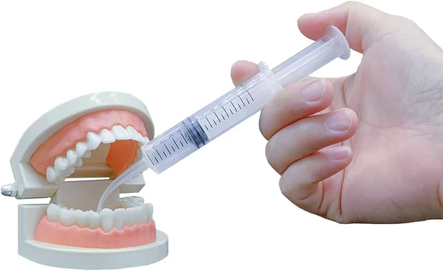 Alt view image 4 of 5 - Wisdom Teeth Syringes, 50 Pack Irrigation Dental Syringes with Measure Scale & Curved Tip for Dental Care Liquid Oral Tonsil Stone