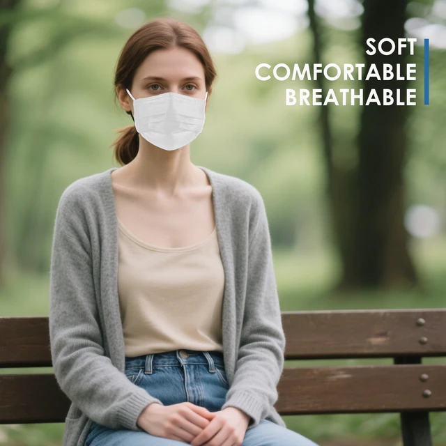 Alt view image 5 of 7 - White Disposable Face Masks 125 Pcs,3-Ply Adults Mask Indoor Outdoor