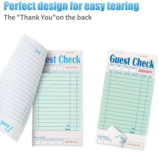 Alt view image 4 of 7 - 60 Pack/3000 Tickets Guest Checks Books for Servers, Green