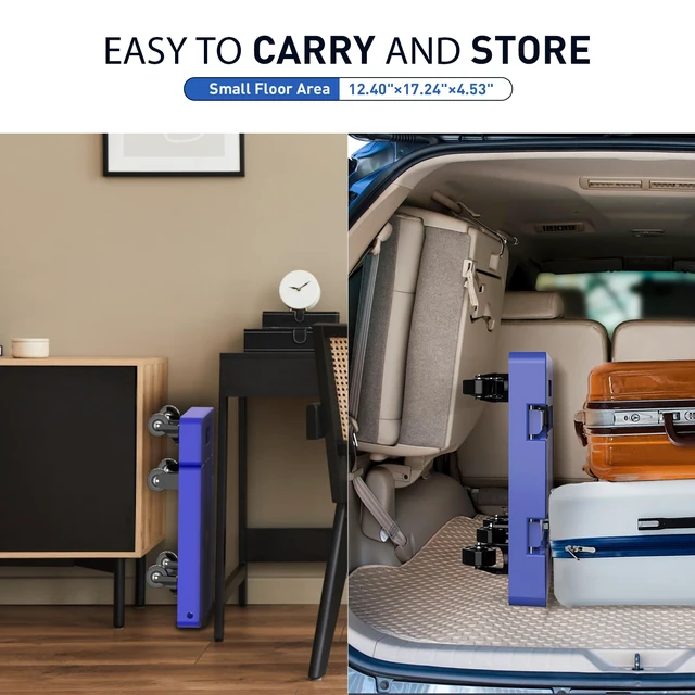 Alt view image 5 of 7 - Folding Hand Truck, 500 LB Heavy Duty Luggage Cart, Blue Utility Dolly Platform Cart with 6 Wheels & 2 Elastic Ropes for Luggage, Travel, Moving, Shopping, Office Use