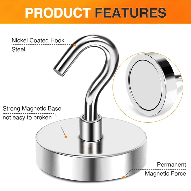 Alt view image 4 of 7 - Strong Magnetic Hooks 120Lbs Heavy Duty Magnets for Cruise Cabin Neodymium Earth Magnets with Hooks for Hanging Super Metal Industrial Magnetic Hanger for Grill Cruise Storage