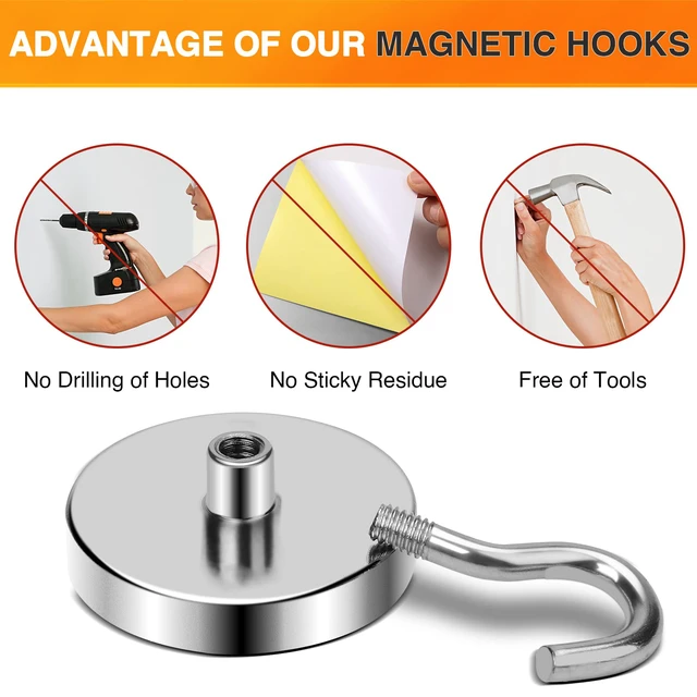 Alt view image 5 of 7 - Strong Magnetic Hooks 120Lbs Heavy Duty Magnets for Cruise Cabin Neodymium Earth Magnets with Hooks for Hanging Super Metal Industrial Magnetic Hanger for Grill Cruise Storage