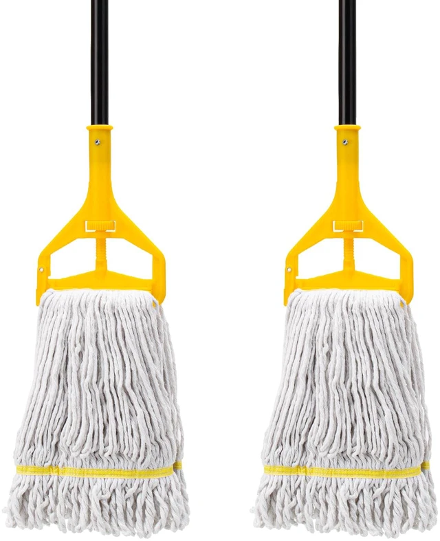Main image of 2 Pack Commercial Mop Heavy Duty,Industrial String Cotton Wet Mops 60 inch Long Handle,Looped-End Mop Head,for Home,Garage,Kitchen, Office, Workshop, Warehouse Floor Cleaning