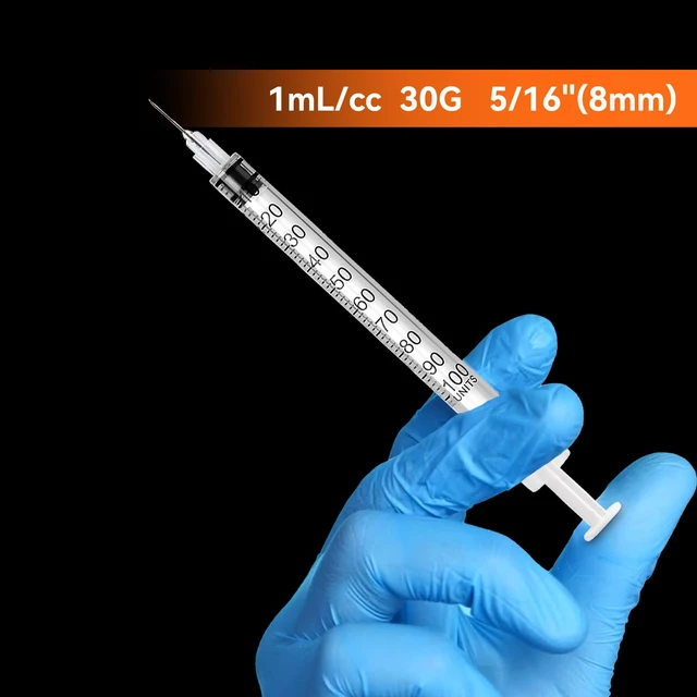 Alt view image 2 of 7 - 100 PACK U-100 Syringes 30G 5/16" (8mm) 1ml/cc, Disposable Syringe U-100 Syringes 30G 5/16" (8mm) 1ml/cc, Disposable Syringe