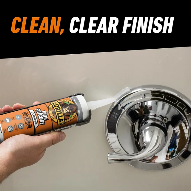 Alt view image 6 of 7 - 100% Silicone Waterproof Caulk, Clear, 10 oz Cartridge, 2-Pack Mold and Mildew Resistant, Flexible All-Purpose Sealant, Fast Curing in 30 Minutes, Indoor & Outdoor Use