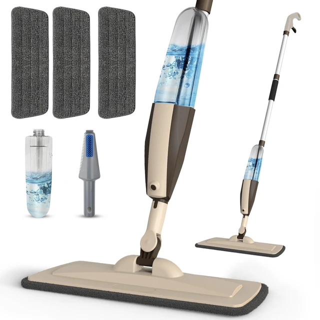 Main image of Wet Spray Mop for Floor Cleaning with 14 oz Bottle & 3 Microfiber Pads Refillable bottle, washable pads, dry/wet use for home or commercial cleaning on hardwood, laminate, wood & ceramic floors