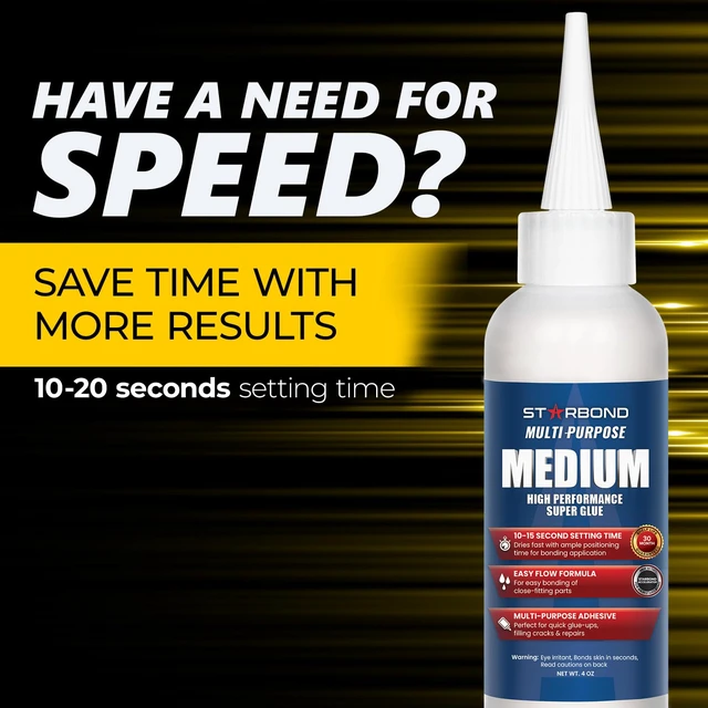 Alt view image 3 of 7 - 4 oz. Medium CA Glue (Premium Cyanoacrylate Super Glue) with Extra Cap and Microtips for Quick Fixes, Woodworking, Woodturning, Hobby Models