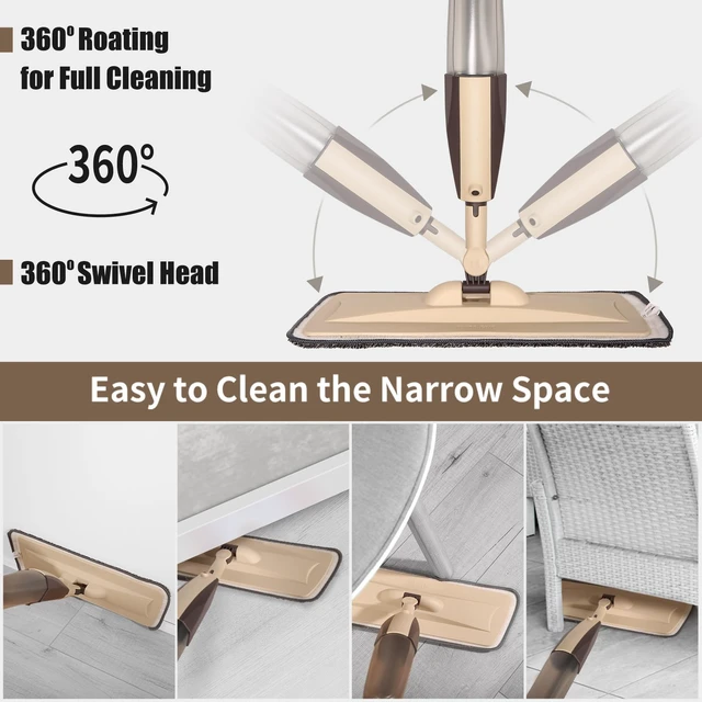 Alt view image 3 of 7 - Wet Spray Mop for Floor Cleaning with 14 oz Bottle & 3 Microfiber Pads Refillable bottle, washable pads, dry/wet use for home or commercial cleaning on hardwood, laminate, wood & ceramic floors