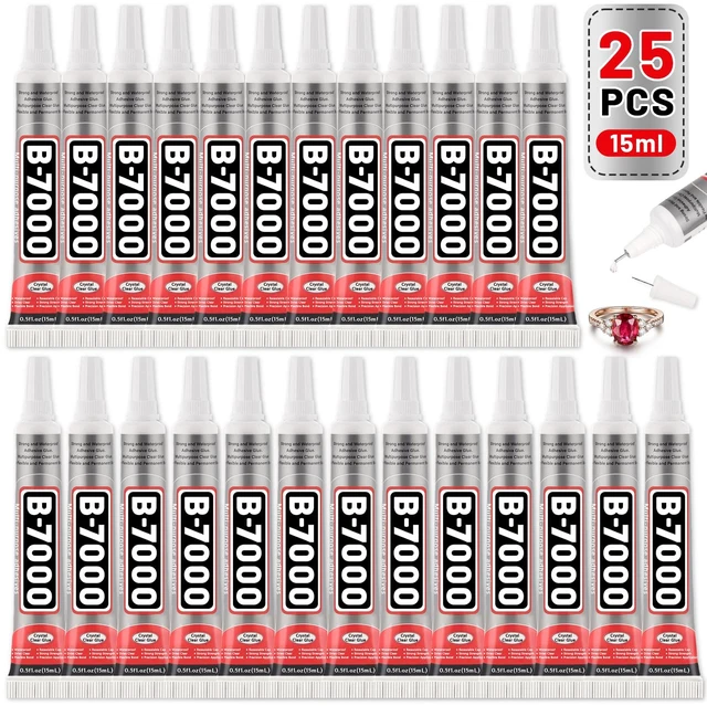 Main image of 25 Tube 15ML B7000 Glue Clear with Precision Tip, Bulk B-7000 Craft Glue Rhinestone Bedazzling Glue Super Adhesive for DIY Jewelry Making Nail Art Fabric Shoes Phone Repair