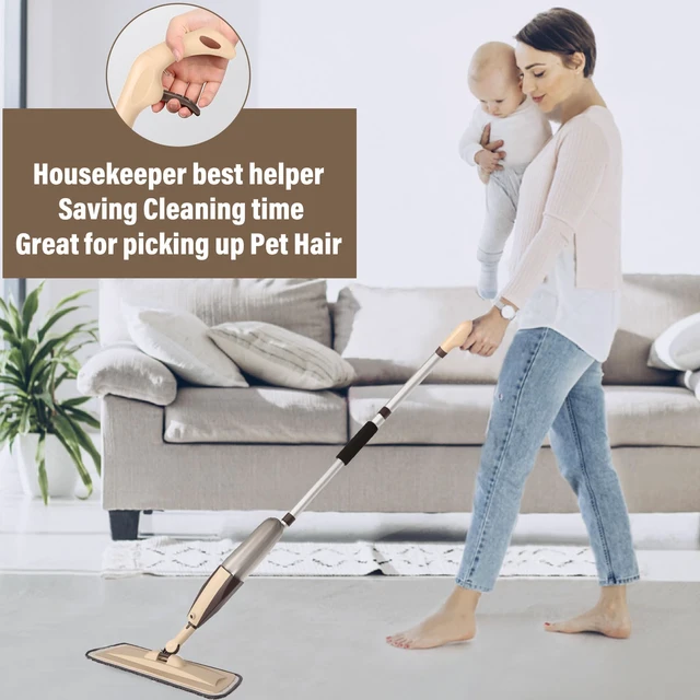 Alt view image 6 of 7 - Wet Spray Mop for Floor Cleaning with 14 oz Bottle & 3 Microfiber Pads Refillable bottle, washable pads, dry/wet use for home or commercial cleaning on hardwood, laminate, wood & ceramic floors