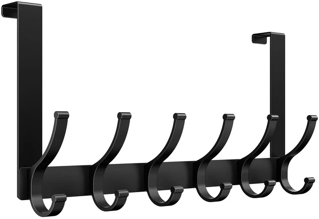 Main image of Over The Door Hooks, Door Hanger Hooks for Hanging, Over The Door Towel Racks for Bathroom, Coat Rack Door Towel Hanger Towel Hooks (1Pack, Black)