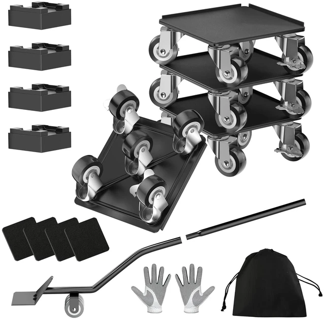 Main image of Furniture Dolly, 1000LBS Furniture Movers with Wheels 5-Wheel Carbon Steel Dolly with Lifter, 360°Swivel Locking Casters for Sofa, Refrigerator, Washer & Cabinet,5.4in Black